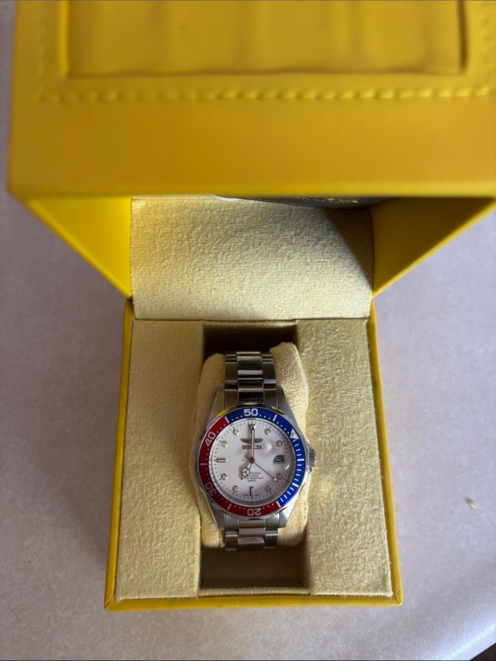 Stainless Steel Diver Watch with Red & Blue Bezel - Unbranded